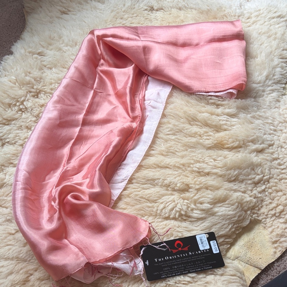 Pink ombré 100% Thai Silk scarf / shawl